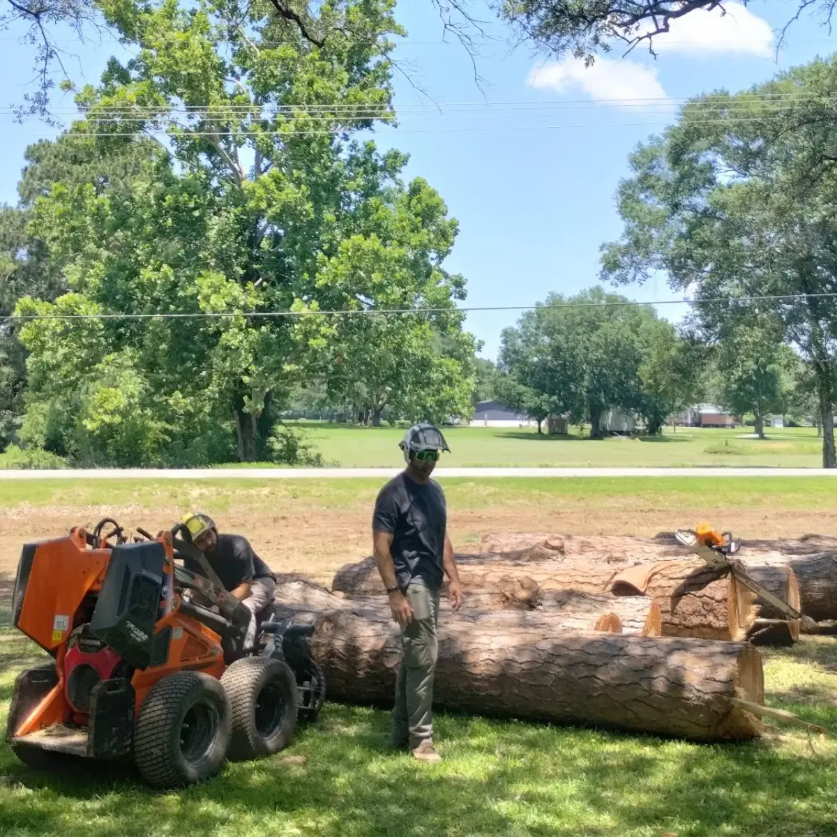 Hub City Tree & Preservation team clearing storm debris from a fallen tree in Breaux Bridge, LA.
